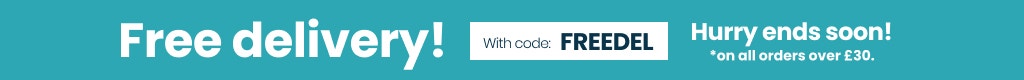 Enjoy free delivery* with code: FREEDEL. Hurry limited time only! *on all orders over £30