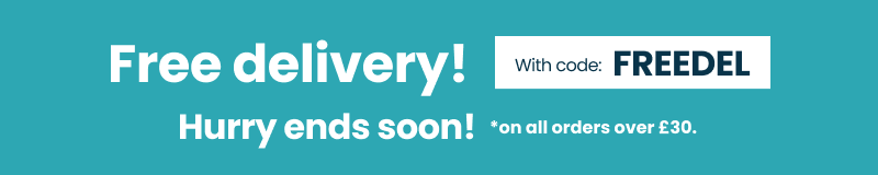 Enjoy free delivery* with code: FREEDEL. Hurry limited time only! *on all orders over £30